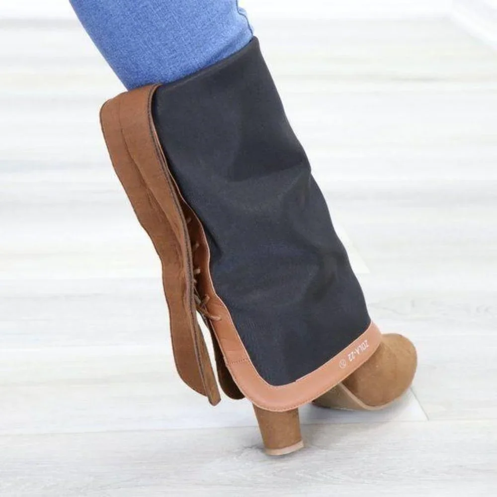 Suede Over The Knee Heeled Boots With Lace Up Back - Picture 14 of 14